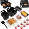 YINGRACE Accessori per Friggitrice ad Aria Philips Airfryer Dual Basket Serie 3000 NA350, Serie 5000 NA550, 8PCS con Teglie in Silicone per Air Fryer, Griglia, Teglia per Pane, Stampo per Muffin