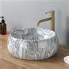 DILECI - Lavabo rotondo con effetto grigio zebrato Ø40 cm - Lavabo da appoggio design contemporaneo - elegante finitura minerale - ideale bagno moderno - installazione facile e semplice