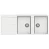 PLADOS NF11620 Serie Infinity - Lavello Cucina 2 vasche con Gocciolatoio Reversibile Larghezza 116 cm materiale Nanostone colore Bianco Latte NS N1