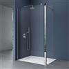 doporro Parete Doccia Walk-In 60x200 cm con Vetro Laterale 30 cm a 180° | Vetro Temperato Trasparente 10 mm, Profilo in Alluminio 0-15 mm, Trattamento Anticalcare, Supporto Inox 70-120 cm