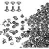 QUARKZMAN 80 Set Rivetti Doppia 6x6mm Borchie per Pelle Grigio Bronzo | Acciaio al Carbonio, Rivetto a Vite per Cuoio Chicago Metallo Rotonda Tubolari, Per Tessuti Borse Scarpe Riparazioni