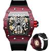 DAXIAOYU Orologio da polso da uomo automatico Tonneau Skeleton meccanico a carica automatica alla moda sportivo cinturino in silicone maschile impermeabile luminoso