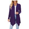 Generisch Giacca Donna Cardigan Manica Lunga Cardigan Cardigan Leggero Aperto Fronte Drappeggiato Medio Lungo Cappotto Asimmetrico