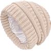 SGQTZDZQ Cappelli da donna foderati in raso, caldi e morbidi cappelli invernali, berretto classico alla moda in lana lavorato a maglia con teschio