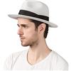Lanzom Uomini Donne Tesa Larga Paglia Pieghevole Roll up Cappello Fedora Estate Beach Sun Hat UPF50+