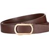 JasGood Cintura a cricchetto da donna, larghezza 3,1 cm, automatica, in pelle, per jeans, pantaloni con fibbia scorrevole dorata