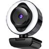 Linhexis Webcam USB 4K con copertura privacy e luce LED regolabile | Telecamera da conferenza plug-and-play in ABS, per videochiamate e riunioni online, compatibile con PC e laptop