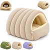 WANWEN Cuccia Morbida per Gatti, Tunnel in Tessuto a Coste con Fodera in Peluche, Cuccia a Grotta con Bottoni a Pressione per Gatti e Cani di Piccola Taglia (Beige,45cm)
