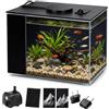 Waufoae Mini acquario completo 3,7L con filtro e LED multicolore, acquario in acrilico per betta e gamberi, piccolo acquario da ufficio compatto con pompa silenziosa, kit acquario per ufficio e casa
