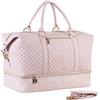 seyfocnia Borsa da viaggio in pelle con tasca per scarpe, borsa da viaggio per la notte, impermeabile, in pelle PU, grande, da viaggio, borsone da viaggio per uomini o donne, rosa, Color, alla moda