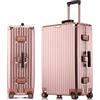 GIIYOEW valigia grande PC Valigia con telaio in alluminio, guscio rigido senza cerniera, bagaglio a mano da 20 pollici con lucchetto combinazione TSA,Rosa,26in