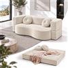 FGNIXLN Divano Letto Pieghevole 2 in 1, Divano con Funzione Letto Senza Struttura Rigida, Sofa Bed con 2 Cuscini, Letto Ospiti Pieghevole per Soggiorno, Camera da Letto e Ufficio,Bianco(150 x 50 x 64 cm)