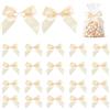 GEEHUA 20 mini fiocchi in raso color oro champagne | Mini fiocchi autoadesivi da 10,9 x 3,6 cm, per regali, matrimoni, feste, fai da te creativi