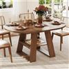DACHETOU Tavolo da pranzo allungabile, rotondo, 110/150 x 110 cm, noce, adatto per 4-6 persone, con spazio e ripiani