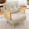 SUKY Poltrona letto 3 in 1 con funzione letto, poltrona relax pieghevole, letto per gli ospiti, poltroncina imbottita con schienale regolabile in 5 posizioni e braccioli in rattan, beige