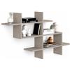 Shally Dogan Mensola Libreria a Parete con 3 Ripiani con Forma Geometrica, Scaffale da Muro Design Moderno Ideale per Casa, Ufficio, Unità di Mensole Salvaspazio, 150 x 82 x 22 cm, Grigio Chiaro