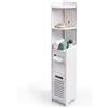 Baroni Home Colonna Angolare da Bagno 3 Ripiani, Scaffale Salvaspazio ad Angolo in Plastic Wood, Mobile Organizer per Bagno, Vano Porta carta igianica, Facile da Montare e Pulire, 27x27x120 cm