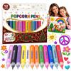 OKINAYO 12 Pezzi Magic Popcorn Pens, 3D Penne per Popcorn di Natale | Penne Magiche, 12 Colori, con Effetto Pop-corn, per Biglietti di Auguri, Scrapbooking, Pittura Fai da te, Carta