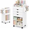 GOKHOMX Cassettiera con 3 cassetti, carrello per bricolage, armadietto per | Carrello a rotelle sottile con 3 cassetti, 3 scomparti, 3 scomparti per rotoli di carta, doppia asta rimovibile