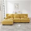 MOHUANG Divano Modulare di Lusso ad Angolo, Divano Cloud XXL a Forma di L per Soggiorno, Divano Letto Profondo con Pouf, Rivestimento in Chenille, Giallo