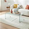 [en.casa] Tavolino da Caffè in Vetro Temperato Tavolo Basso Centrale da Salotto con Piano Rettangolare per Soggiorno Studio Living 90 x 45 x 35 cm - Trasparente
