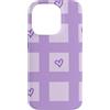 Lavender & Purple Style Gifts Custodia per iPhone 14 Pro Lilla Viola Gingham Cuori Fiocchi Doodle Pattern Scacchi