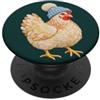 Chicken Coop Humor Carino Pollo in Inverno Cappello Cottagecore Fattoria Animale PopSockets PopGrip Adesivo