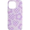 Lavender & Purple Style Gifts Custodia per iPhone 14 Pro Max Lilla Gingham Cuori Fiori Disegno Pastello A Scacchi