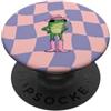 Cute Frog Wavy Pattern Gifts Rosa Lavanda Ondulato Scacchiera Cowboy Rana Stivali Rosa Girly PopSockets PopGrip Adesivo