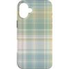 Grids & Checkerboard Pattern Gifts Custodia per iPhone 16 Plus Motivo scozzese morbido verde salvia verde acqua crema