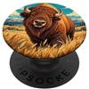 Bison Animal Lover Gifts Bisonte Amico Sotto Un Cielo Turchese Animale PopSockets PopGrip Adesivo