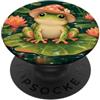 Frog Animal Lover Gifts Rana dal cappello di fungo su un animale di giglio PopSockets PopGrip Adesivo