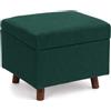 relaxdays Pouf con vano, gambe in legno, velluto a coste, verde | con contenitore, gambe in legno, rivestimento in velluto a coste, pouf per soggiorno