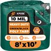 Xpose Safety Telo protettivo in poliestere resistente, 2,4 m x 3,5 m, spessore 10 mm, impermeabile, blocco UV, reversibile, verde e nero, rivestimento laminato, occhielli Xpose Safety