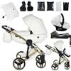 Junama Passeggino TRIO Diamond Fluo Individual 17 Bianco e Oro - 2in1 3in1 4in1 + ombrellino (4 in 1 con Base ISOFIX)