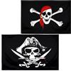 QEEROYO 2 Pezzi Bandiera Pirata, 90x 150cm, Colori Vivaci, Jolly Roger, Teschio Morto, Petto e Ossa Incrociate, Doppie Cuciture, per Feste Pirate, Halloween, Compleanno, Decorazioni e Regali