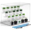 ADRICY Mini serra per piccole piante da vivaio, espositore per germinazione da interno, trasparente, impilabile, porta magnetica, divisori di drenaggio regolabili, serra portatile da tavolo con