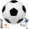 CLIUNT Pallone da calcio misura 5, pallone da allenamento con pompa e rete | Pallone da calcio in PVC resistente, cucito a macchina, per allenamenti e partite, bianco e nero