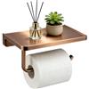 TRUSTMI Porta carta igienica con mensola per telefono, accessori da bagno in bronzo, dispenser per rotolo di fazzoletti montato a parete, oro rosa spazzolato