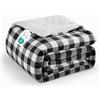 RUMBALUXY Coperta in pile Sherpa, coperta spessa e calda per l'inverno, morbida coperta in peluche, A quadri-Nero e bianco, 152x203cm