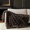 R.SHARE Coperta Pile Bolla, Plaid Matrimoniale Invernale, 130x150, Marrone | 950 GSM Spesso Coperta Matrimoniale Invernale, Pelliccia Sintetica di Coniglio, Morbida Calda, Letto Divano Camera da Letto
