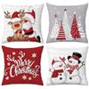 Bonhause Federe per Cuscini Natale 45 x 45 cm Rosso Grigio Inverno Décor | Copricuscini Decorativi Pino Renne Babbo Natale Pupazzo di Neve Federa per Cuscino Divano Letto Casa Decorazione Set di 4
