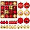 AIBAOBAO Palline di Natale Rosso Oro 44 Pezzi Decorazioni Albero di Natale | Palline Natalizie in Plastica Infrangibile con Ganci, 11 design, Misure 3/6 cm per Creare Albero di Natale Elegante e Festoso