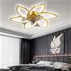 YUNZI LED Ventilatore da soffitto con luci e telecomando 66W Dimmerabile Luci del ventilatore a soffitto Moderno Lampada da soffitto per Salotto Camera da letto, Inversioni della ventola (Oro, 78CM)
