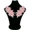 GORGECRAFT 1 paio Applicazioni In Pizzo Ricamate Floreali 3D Toppe con Perline A Forma Fiore Passamaneria In Pizzo Rosa con Perle per Scollatura Ideali per Lavori Cucito per Abiti Da Sposa e Da Festa.