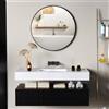 HOMCOM Specchio da bagno rotondo 70 cm, cornice metallica da parete nero | Facile da installare, per camera da letto, soggiorno, ingresso