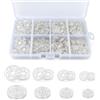 Mooshy 140 paia di bottoni automatici rotondi in plastica trasparente da cucire | Bottoni a pressione invisibili (7,5/10/12,5/15 mm), bottoni in plastica, adatti per abbigliamento e artigianato fai da te