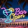 BORDEAG Bar Open - Targa al neon personalizzata, 42 x 27 cm | Targa al neon con scritta Open Welcome, per bar, salone, negozio