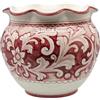 Sicilia Bedda - Vaso in Ceramica Siciliana di Caltagirone Dipinto a Mano - Vaso con Bordo Smerlato - Diametro 25 Centimetri (Maioliche Bordeaux)
