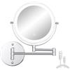 FFowcye Specchio da trucco illuminato da parete da 20,3 cm con ingrandimento, cromato